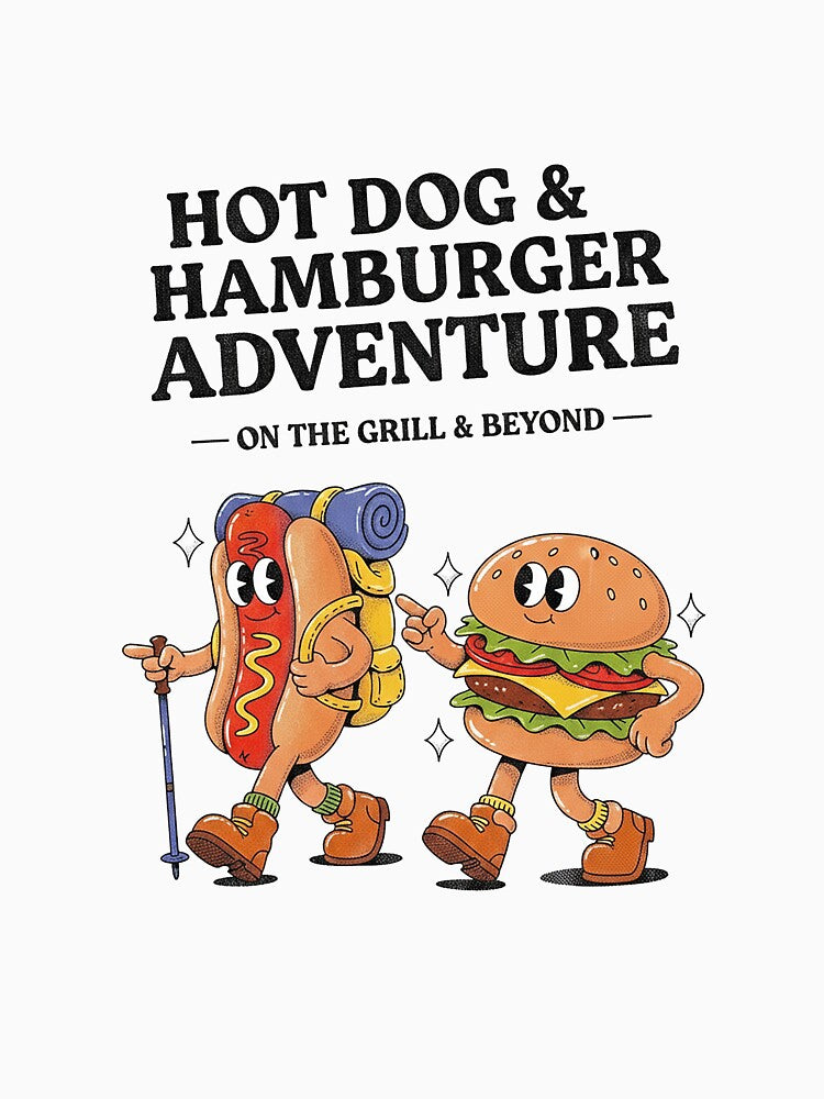 Hot Dog Hamburger Adventure On The Grill Retro by HoopeStylee