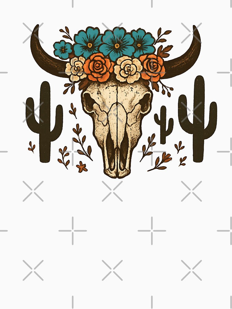Bull Skull and flowers - cute western by EliteShadow