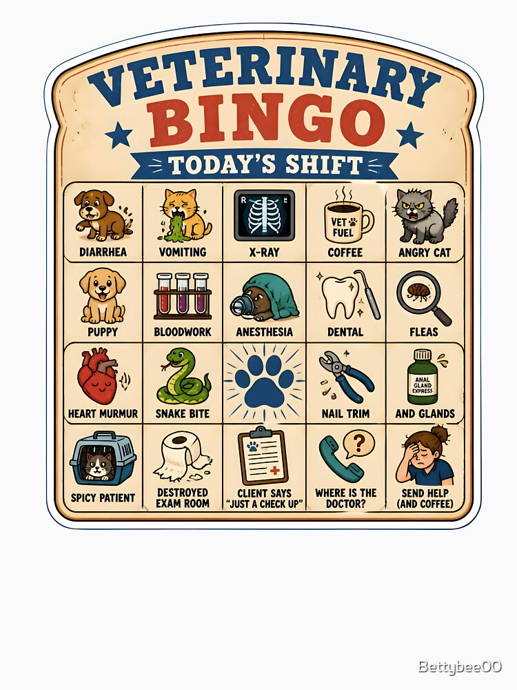 Veterinary Bingo Today's Shift - Funny Veterinarian Gift by Bettybee00