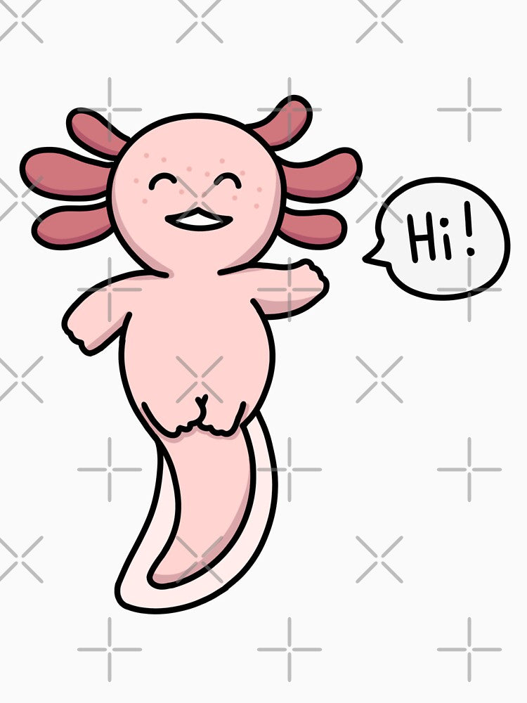 Leucistic Axolotl (Pink Axolotl) saying "Hi!" by Lucesco