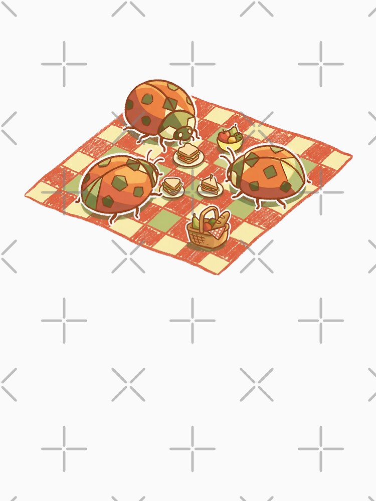 Ladybug Picnic Cute Beetles Eating Sandwiches on Checkered Blanket by Magnificent Lizard
