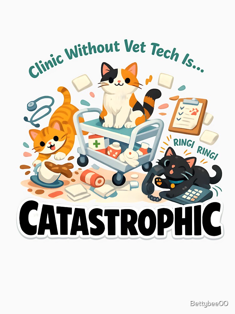 Clinic Without Vet Tech Is Catastrophic – Funny Veterinary Cat Design by Bettybee00