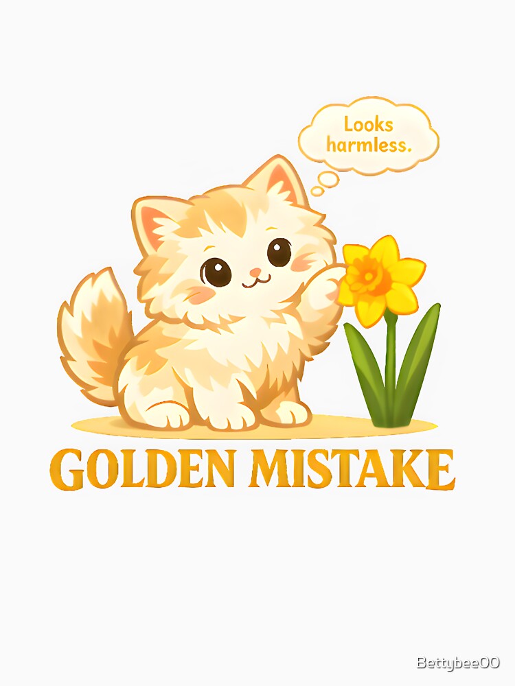 Golden Mistake – Funny Cat & Daffodils Veterinary Inside Joke Design by Bettybee00