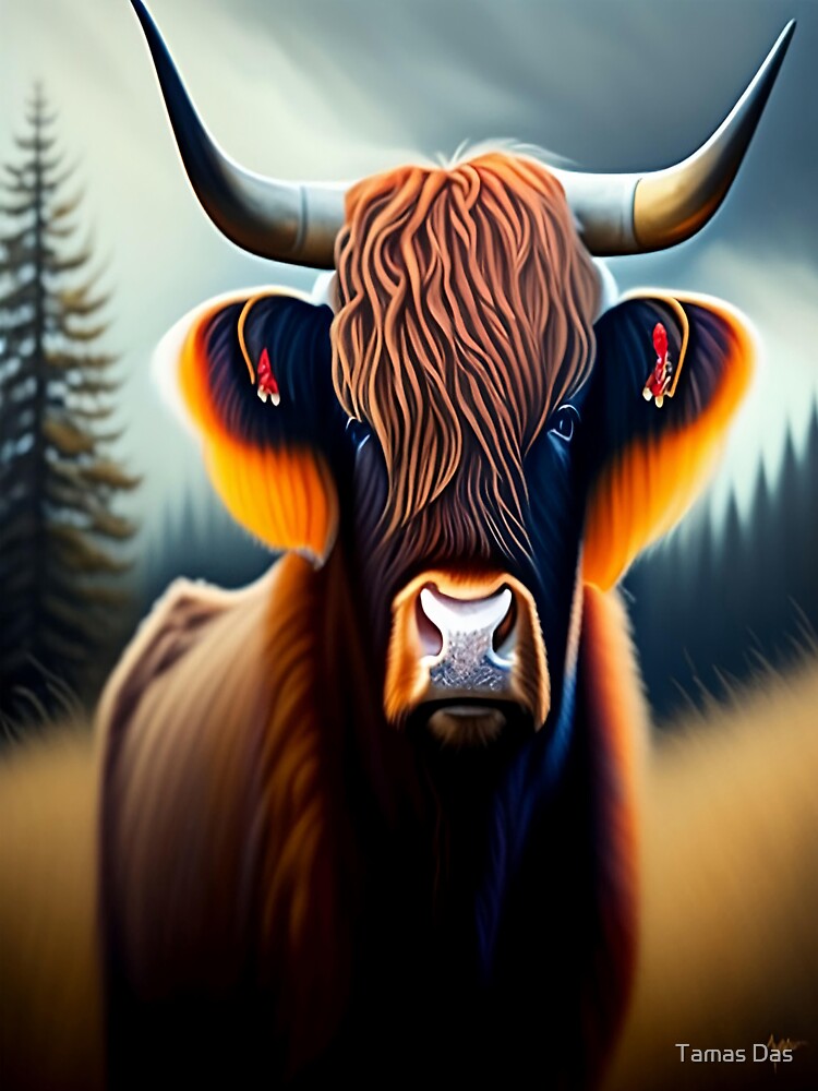 Highland Cattle Face by Tamas Das