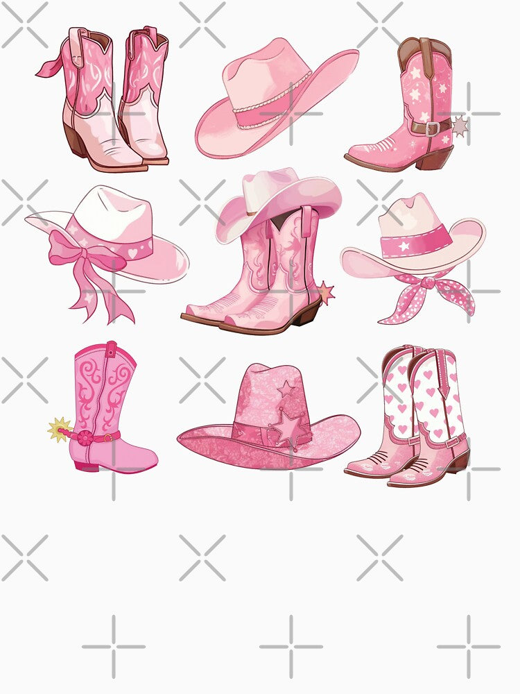 Pink Cowgirl Boots & Hat Valentine Country Western by catnolioo