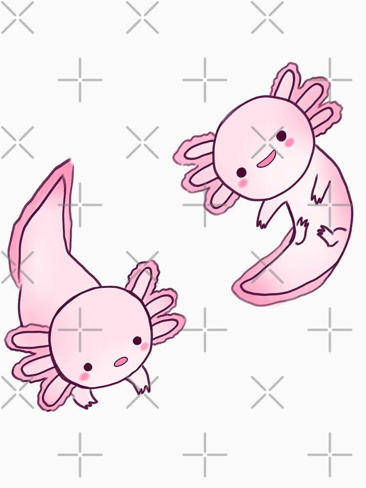 Pink cute axolotls by Mayarart