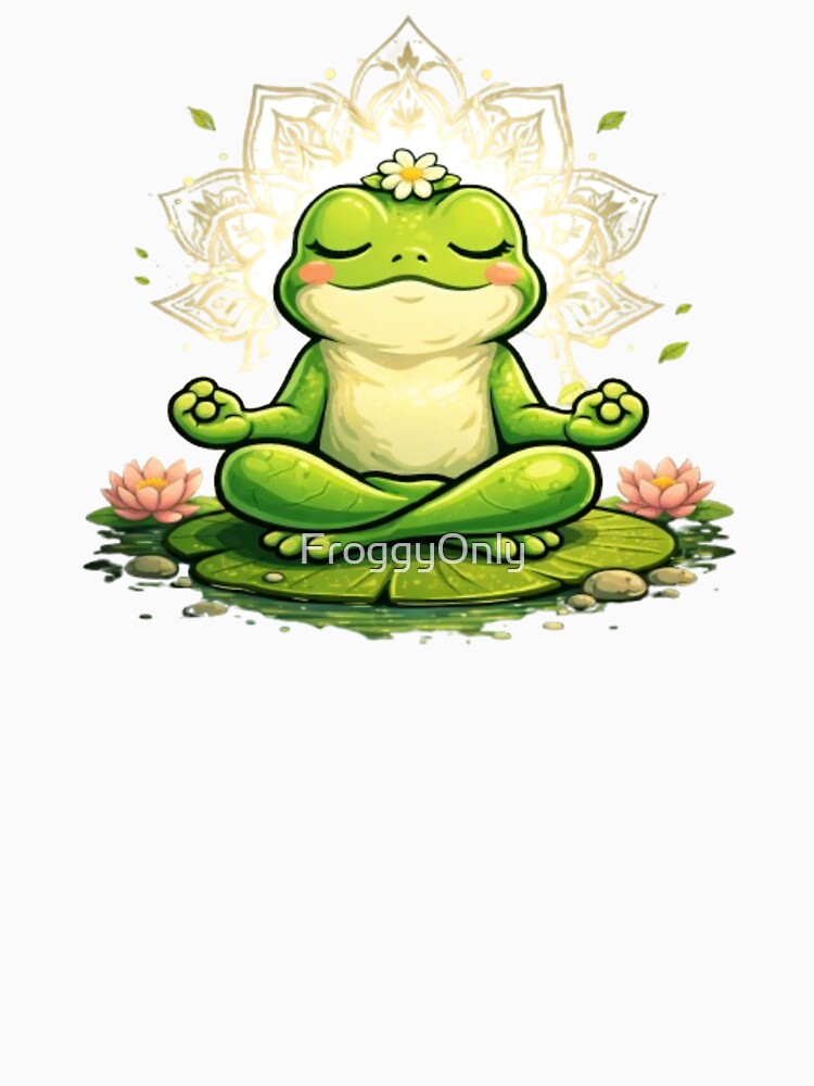 Meditating frog on a luminous water lily by FroggyOnly