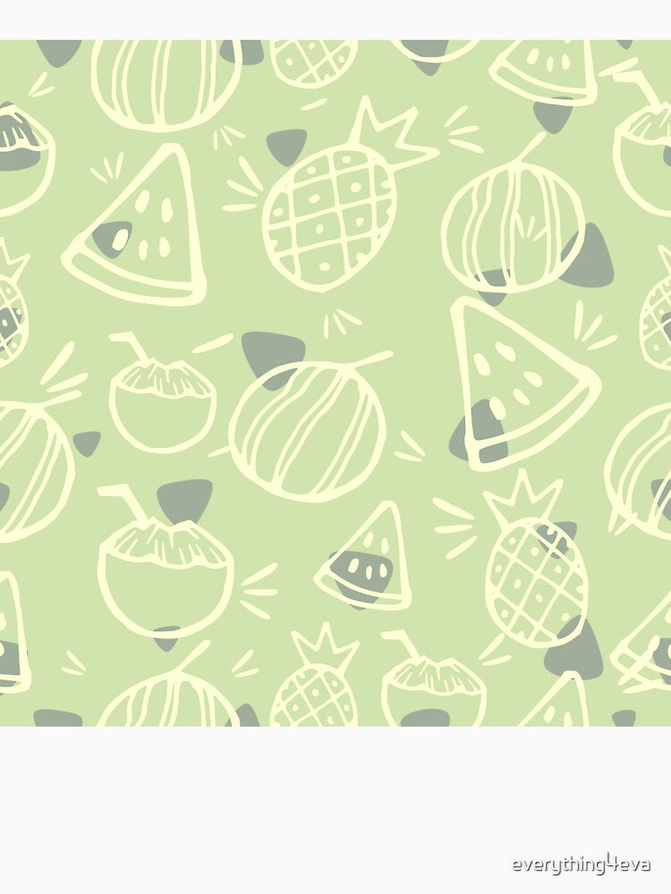 Pastel Green Tropical Fruit Sketches Pattern by everything4eva