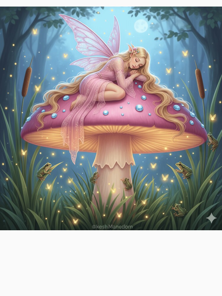 Beautiful fairy sleeping on pink mushroom by Fairy's and Dragons