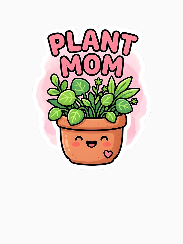 Plant Mom Cute Plant Parent Badge Sticker by PuddlePixels