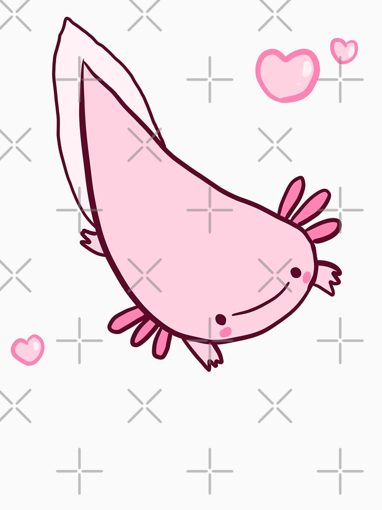 Cute happy axolotl with hearts by Mayarart