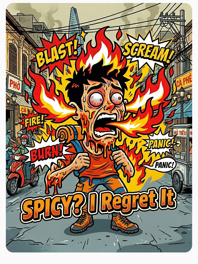 Spicy? I Regret It – Funny Travel Meme Backpacker Shirt, Southeast Asia Food Challenge Humor Tee by Backpackers Society
