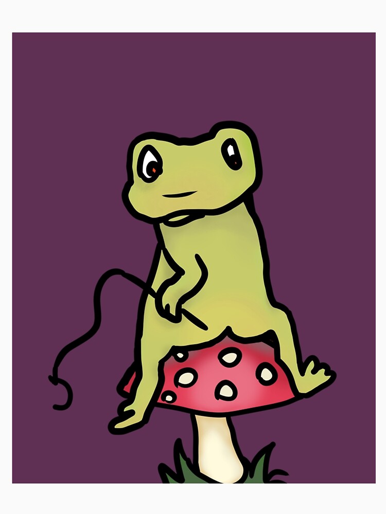 Frog Fishing On Mushroom Cap - Funny Cottagecore Graphic by YanaKnitShop