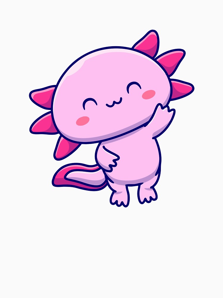 Cute Axolotl Waving Pink Salamander Cartoon by jbraunl