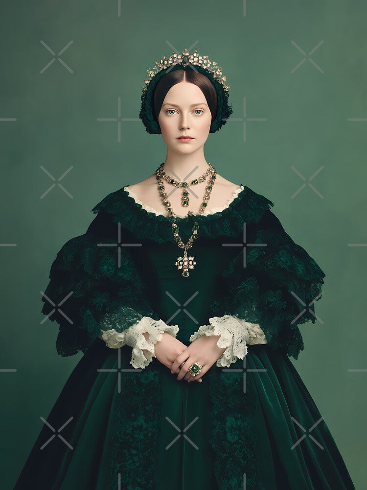 Emerald Royal Portrait – Regal Victorian Inspired Fashion Art by Mindrender