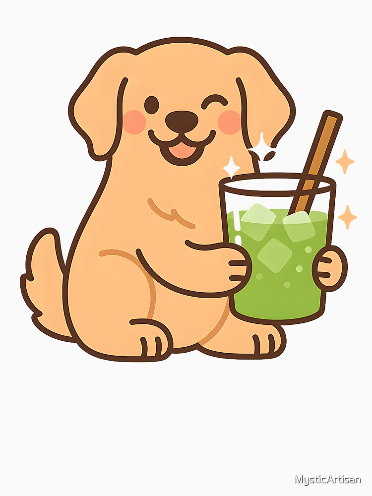 Cute Puppy Matcha Latte by MysticArtisan
