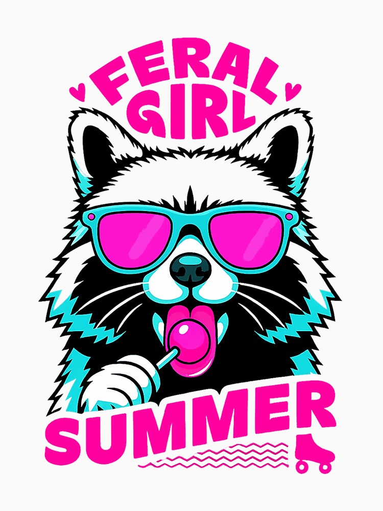 Feral Girl Summer Raccoon Vintage by kiwibroc