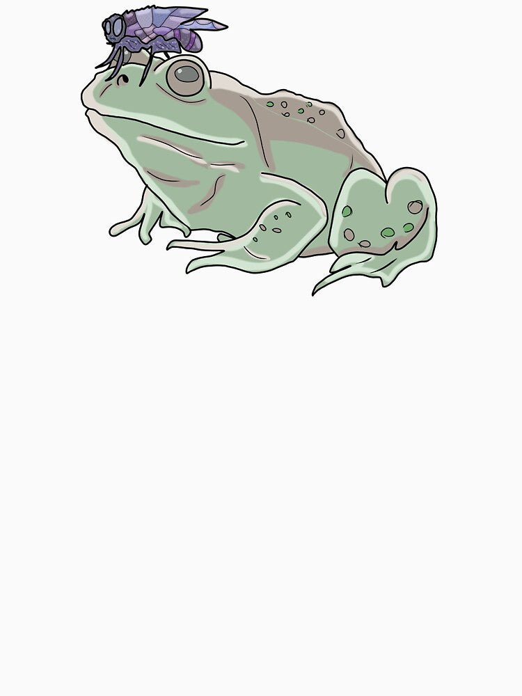 Frog with Fly Illustration - Cottagecore and Goblincore Aesthetic Art by LeshanArt