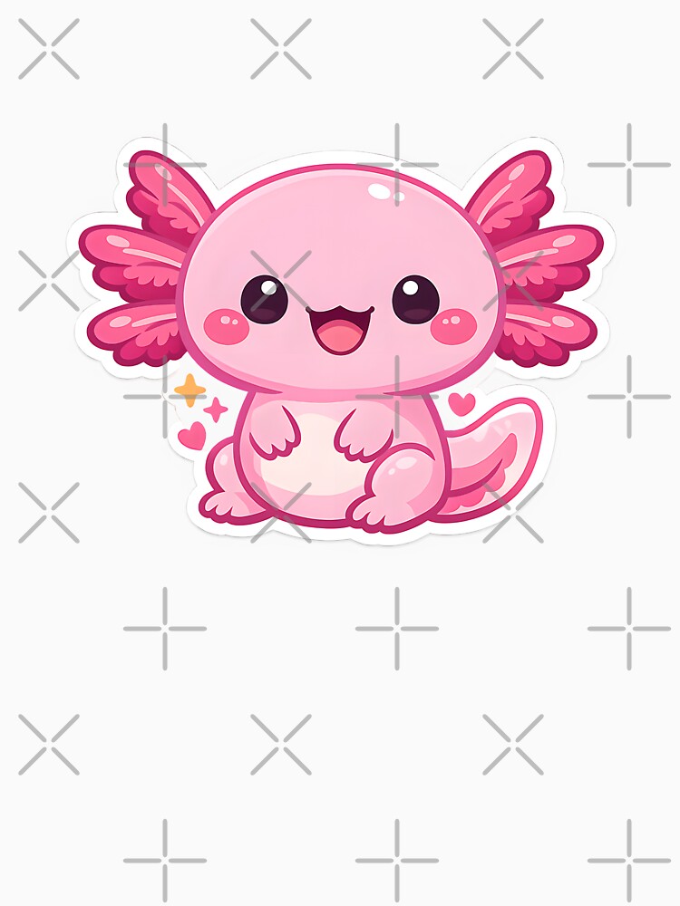 Cute Pink Axolotl Smiling Gift for Axolotl Cute Lovers Sticker Design Art by Divakar Fashion