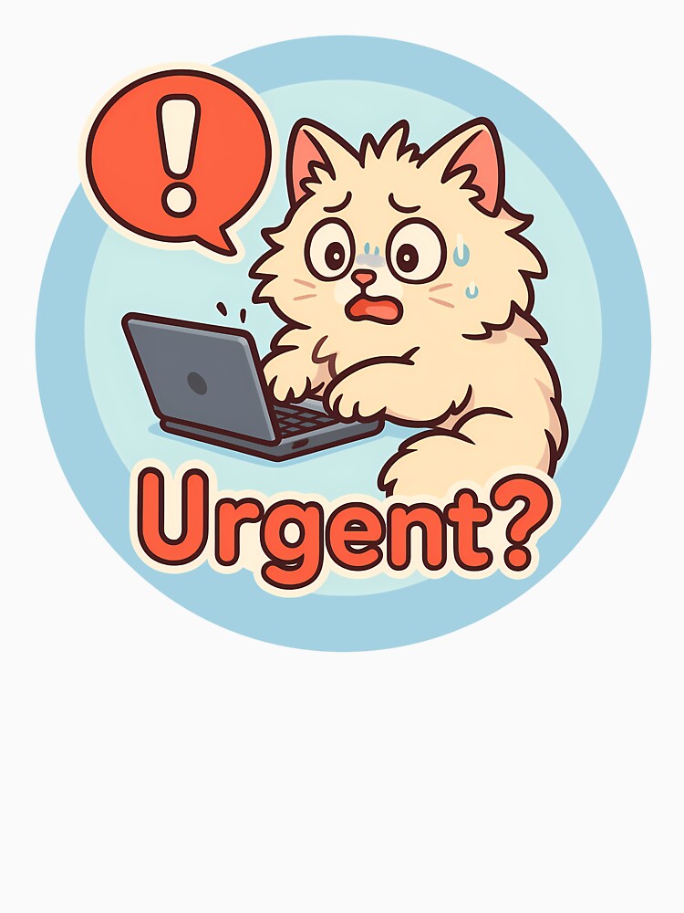 Stressed Cat Urgent Laptop Sticker by Yuliya Brush