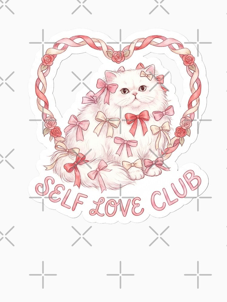 Coquette Bows & Self Love Club Cute Cat by StickyGuys