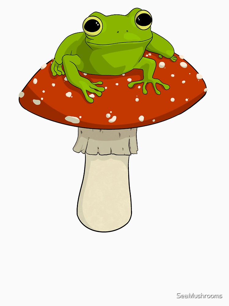 Frog on Mushroom Artwork by SeaMushrooms