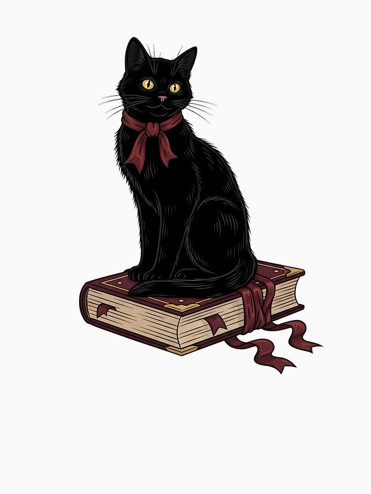 Ribboned Spellbook Cat by IllumeInk