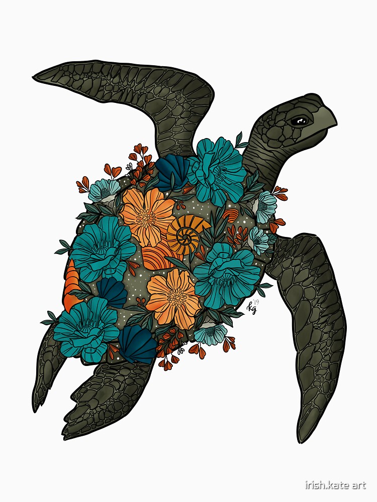 Sea Turtle Floral Color by irish.kate art
