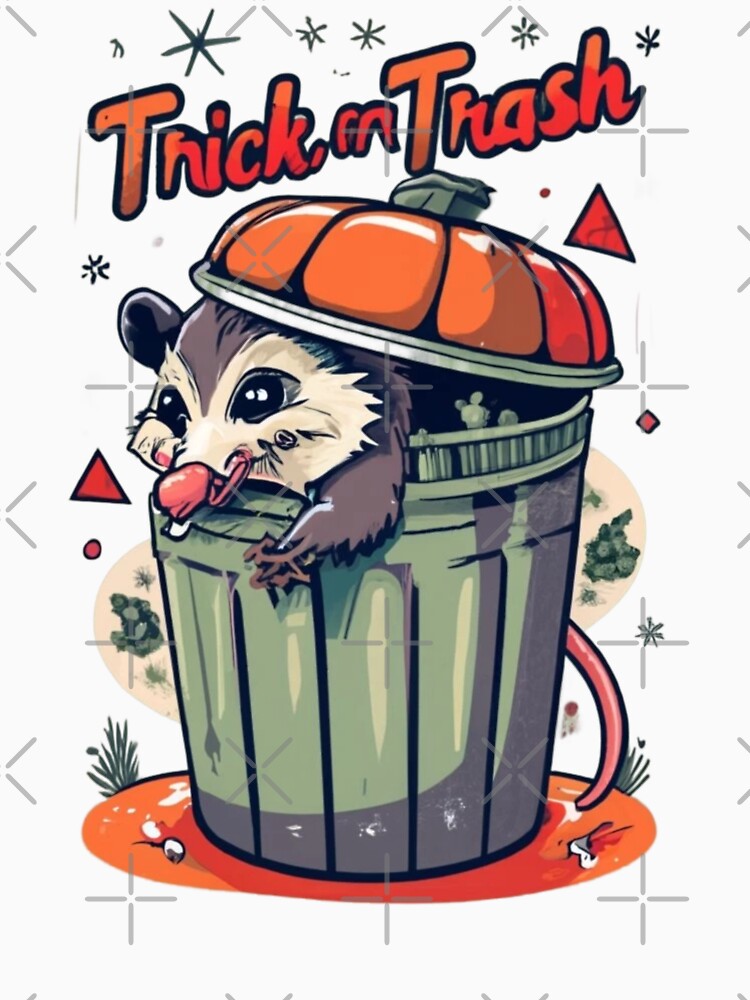 Funny possum in the trash can in trick or trash style by ArtFeverShop