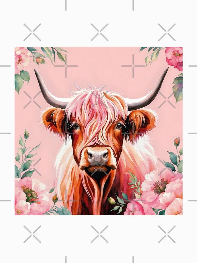 Highland Cow With Flowers by harshu77