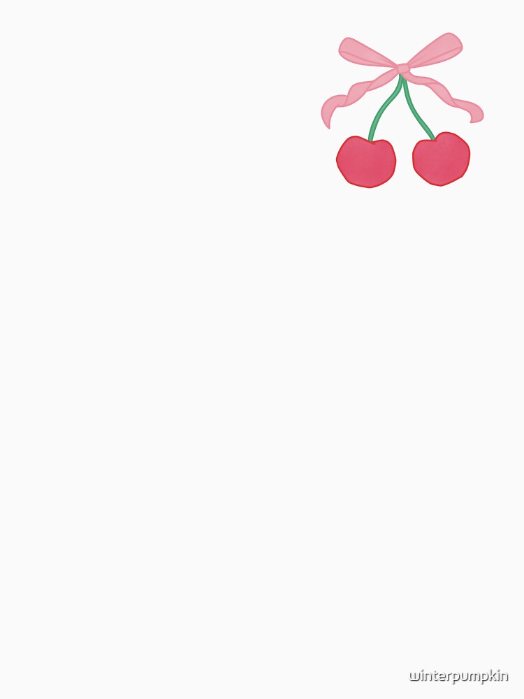 Red cherries with pink bow by winterpumpkin