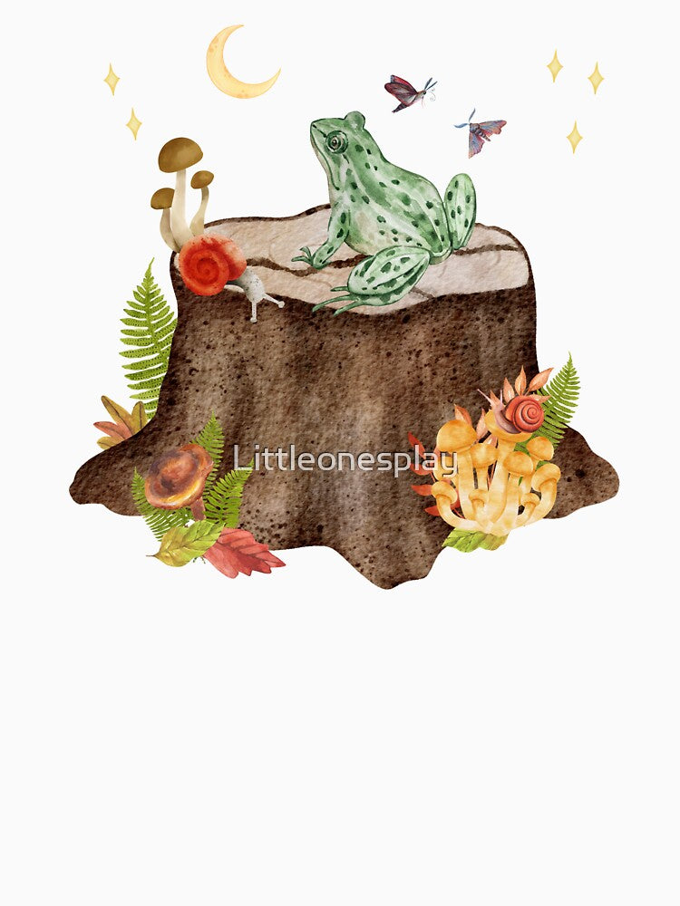 Frog on a tree stump by Littleonesplay
