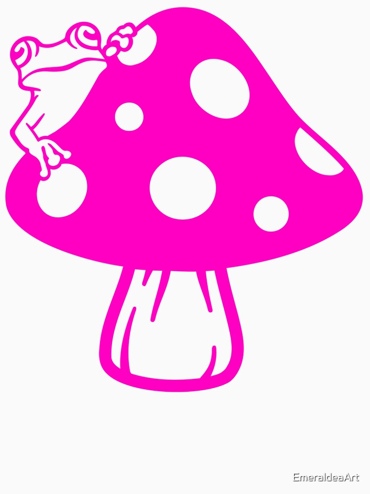 pink Cute frog on mushroom by EmeraldeaArt