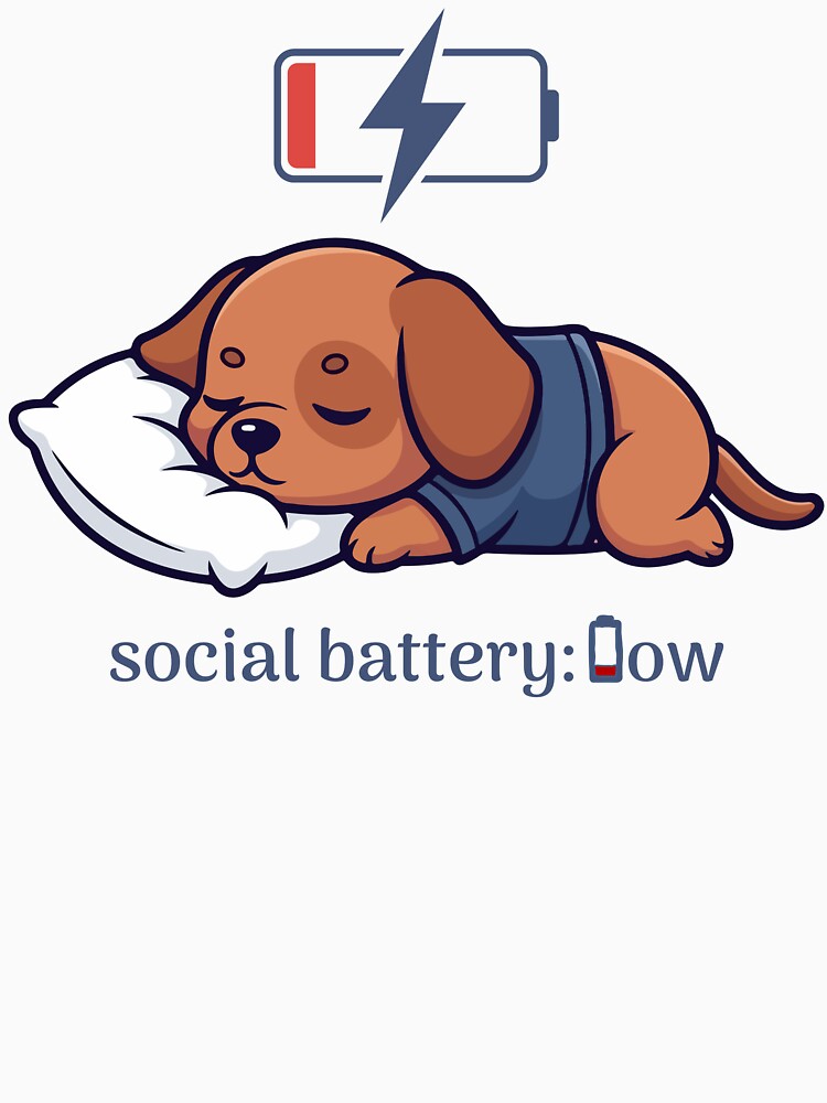 Social Battery Low - Cute Puppy by CyrilloArt