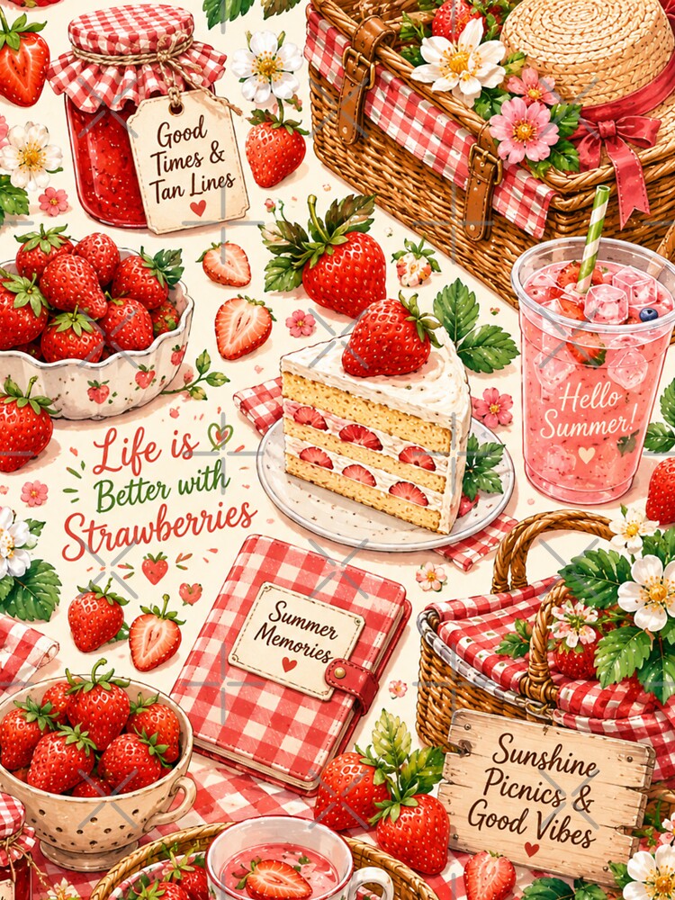 Strawberry Picnic Summer Pattern by Aramdesing