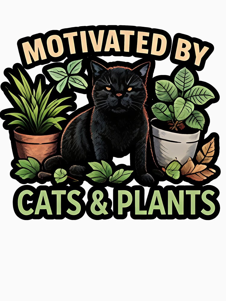 Motivated by Cats and Plants – Cute Cat with Houseplants by Ladys-Gents