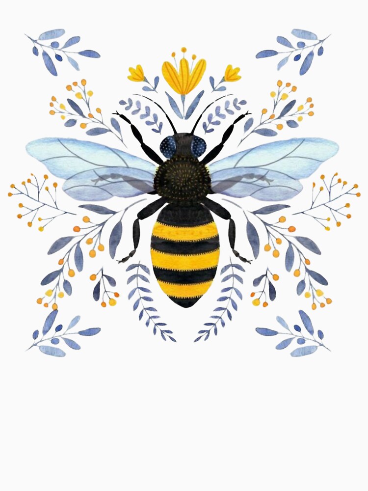 Gothic Bee Botanical Folk Art by CottonandQuill