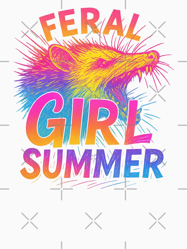 Feral Girl Summer Neon Possum Rage Meme Aesthetic by Adrian Kane