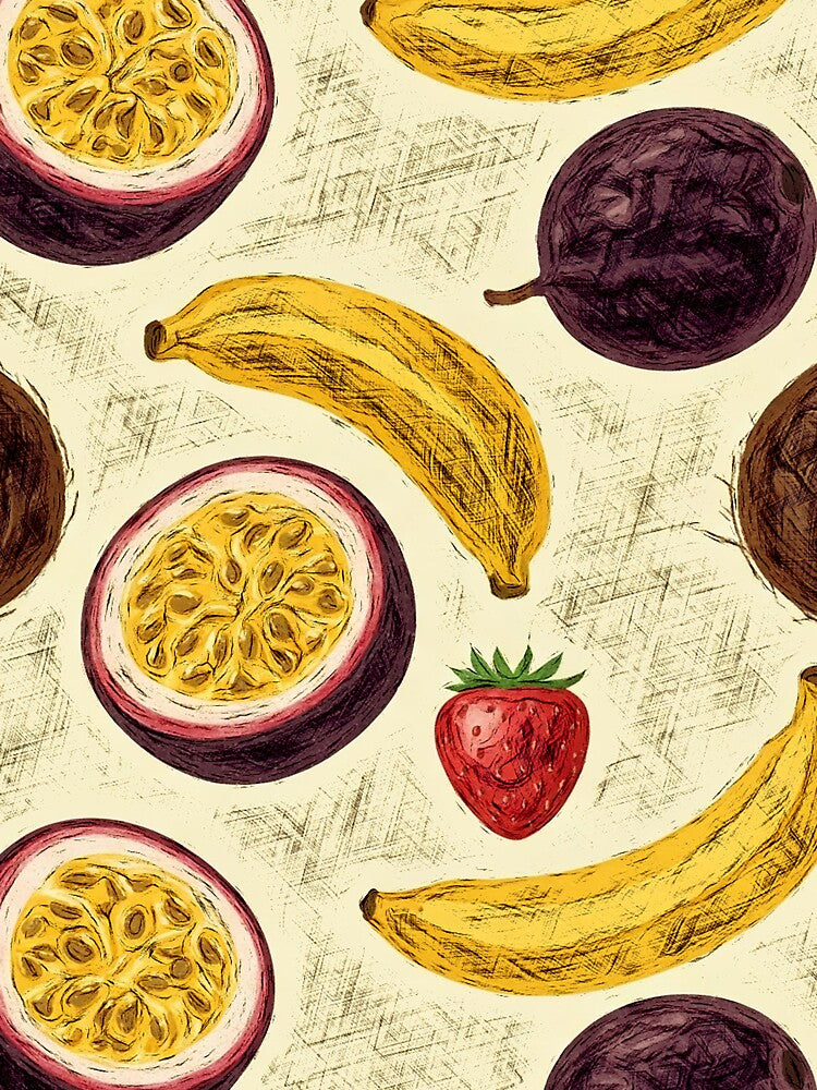 Tropical Retro Fruit Fiesta by Hen-C-Art