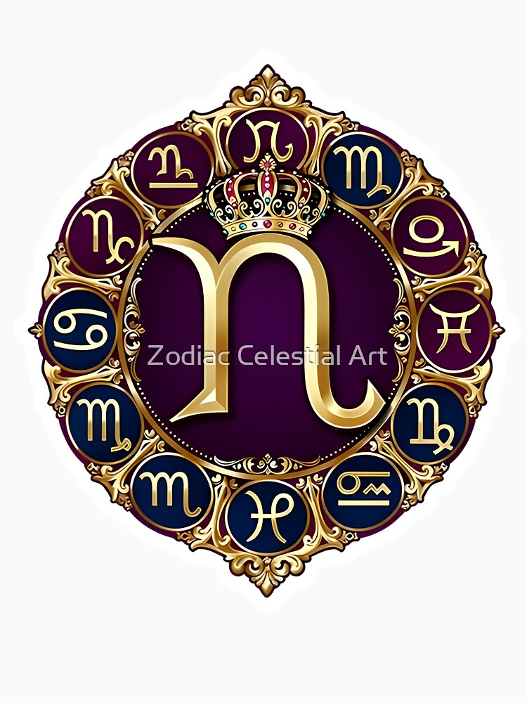 Royal Astrology Wheel Monogram Emblem by Zodiac Celestial Art