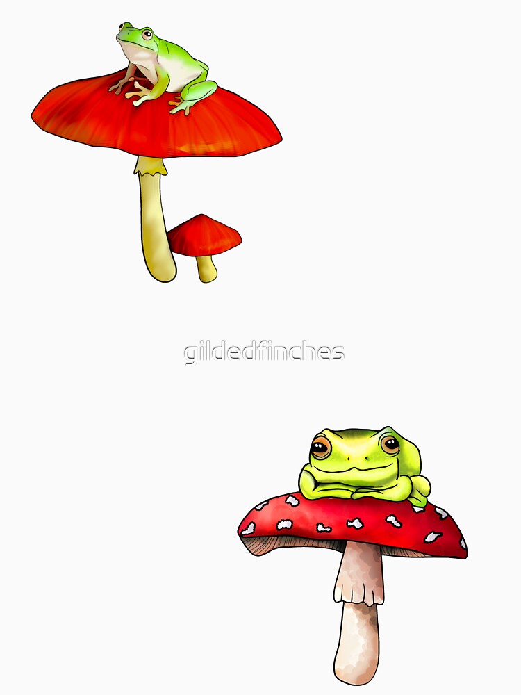 Cute Frogs on Toadstools by gildedfinches