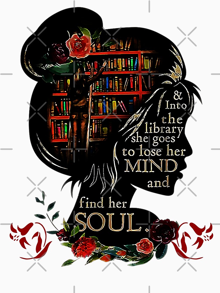 Vintage book quote, into the library she goes to lose her mind and find her soul by AddlPoolart