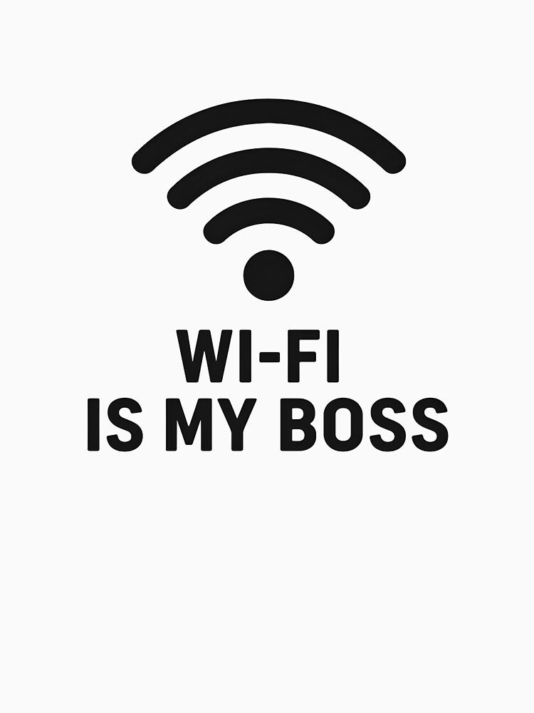 Wi-Fi Is My Boss Bold Typography T-Shirt by TeeNiverse-0000