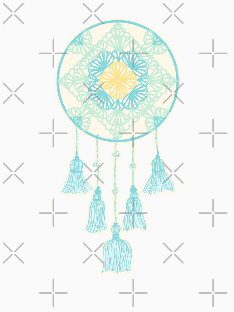 teal and yellow dreamcatcher by marufemia