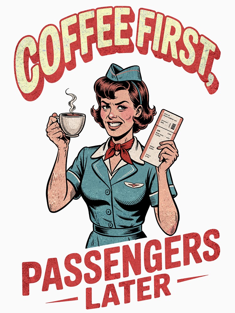 sassy flight attendant drinking cofee by CabinChaos