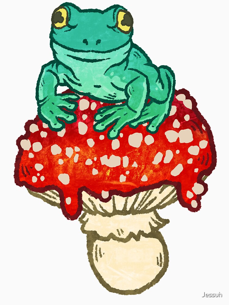 Happy Frog on a Smol Mushroom by Jessuh