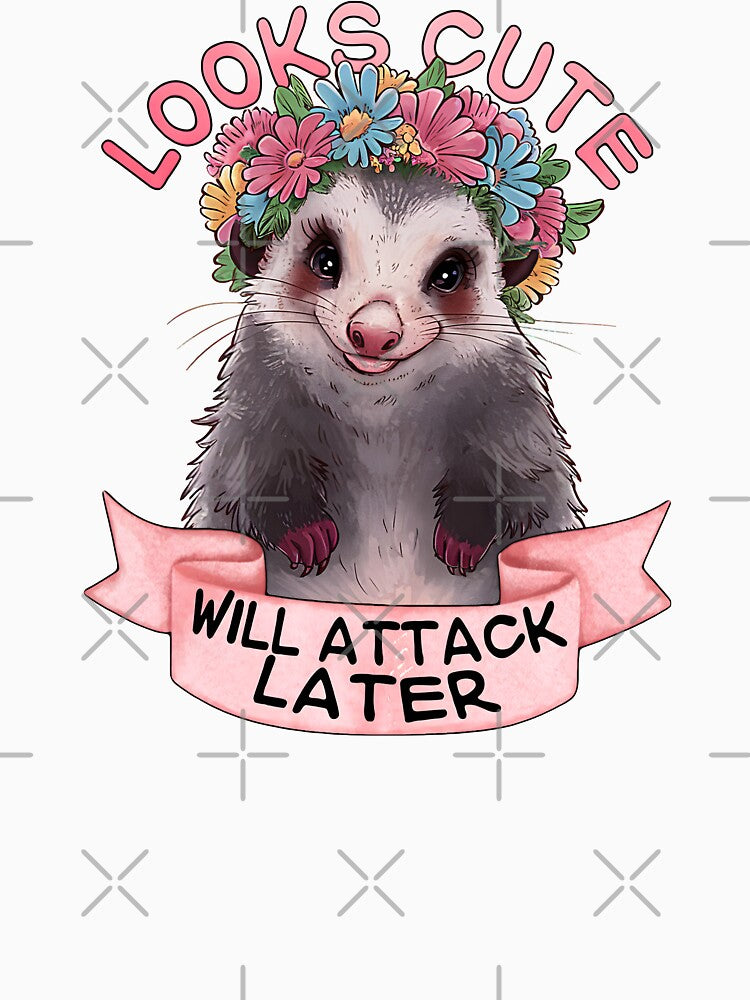 Cute Possum/opossum with Floral Crown - Looks Cute Will Attack Later funny quote by Unitepeople