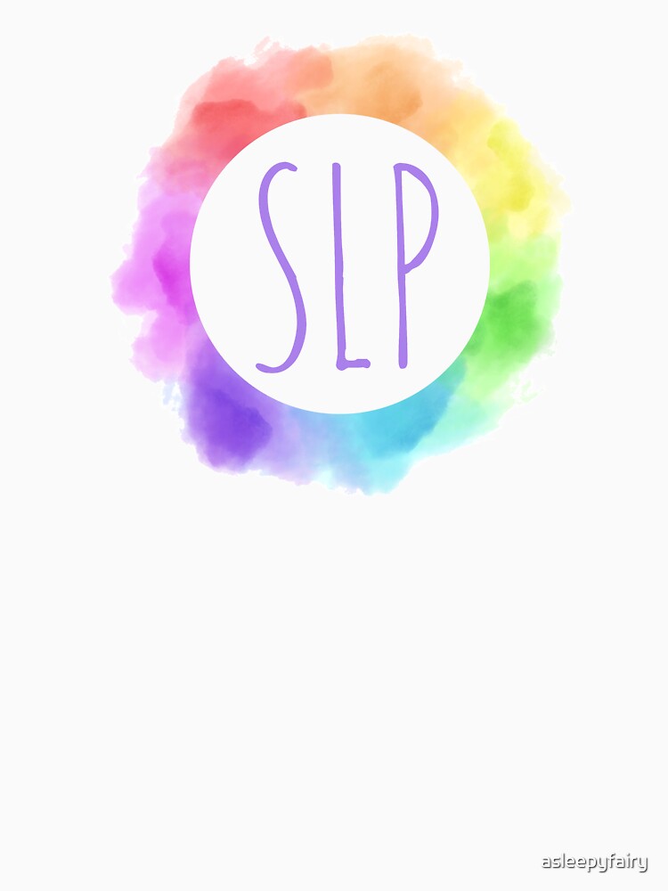 SLP Speech-Language Pathologist in Rainbow Watercolor Frame by asleepyfairy