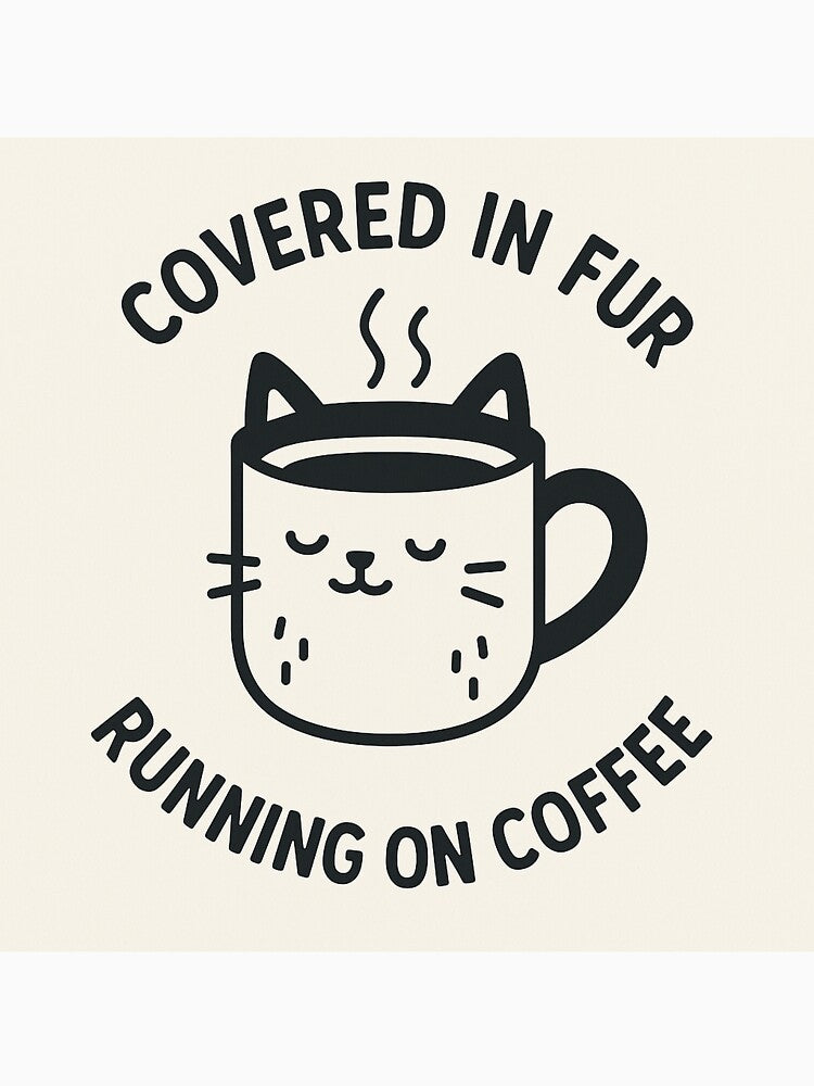 Covered in Fur, Running on Coffee – Vet & Cat Lover Minimalist Design by PrintMindedUK