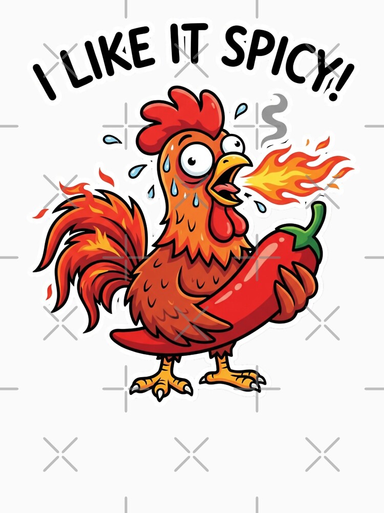 I Like It Spicy Funny Rooster Cartoon Graphic for Foodies by chattsuede